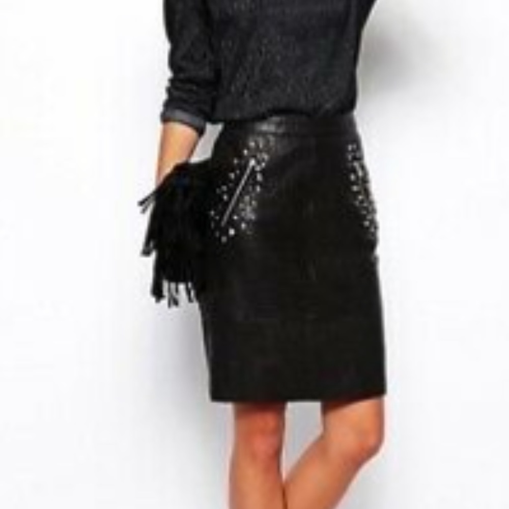 COPY - Maison Scotch LEATHER Pencil Skirt w/ STUDS size 2